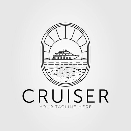 crucero de vela o yate en el océano logotipo vector ilustración diseño