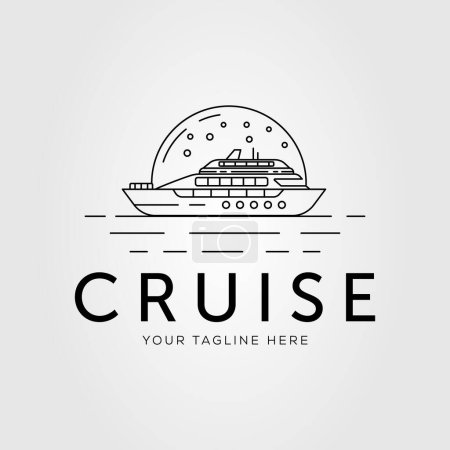 cruise or yacht or ship on ocean logo vector illustration design