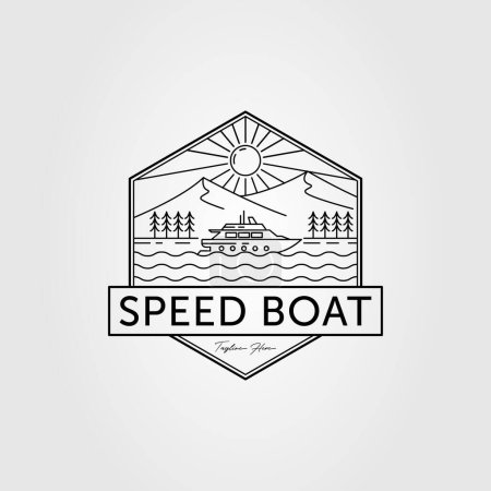 barco de velocidad o barco en el océano logotipo vector ilustración diseño