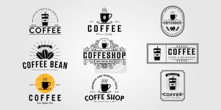 Illustration for Set of coffee drink or coffeehouse or shop logo vector illustration design - Royalty Free Image