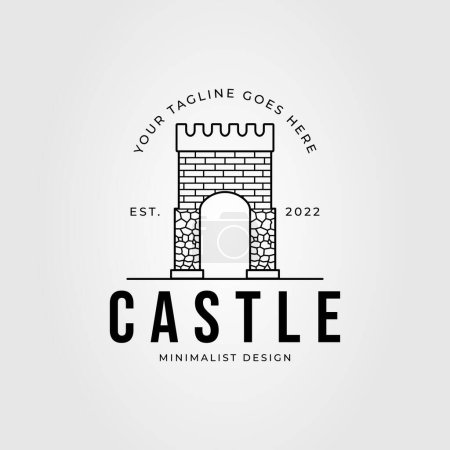 pasillo o puerta de enlace o puerta de castillo logotipo vector diseño de ilustración