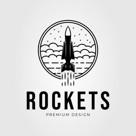 Téléchargez les illustrations : Conception d'illustration vectorielle de logo de lancement de missile ou de torpille ou de fusée - en licence libre de droit