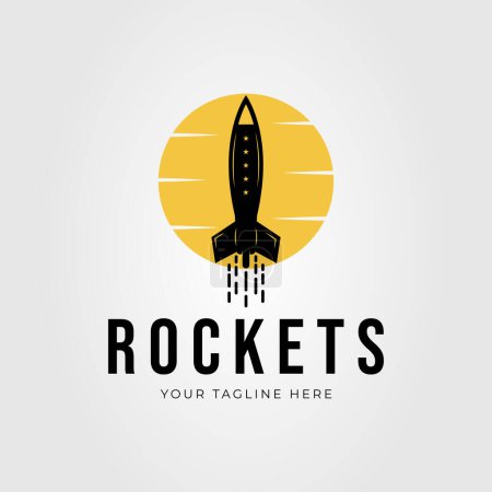 Illustration for Silhouette missile or rocket logo. torpedo icon vector illustration design. - Royalty Free Image