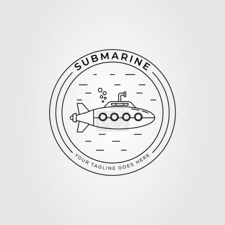 Ilustración de Diseño de ilustración de vectores de logotipo submarino o submarino - Imagen libre de derechos