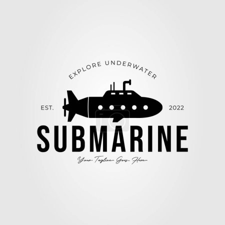 Ilustración de Silueta submarino o submarino logotipo vector ilustración diseño - Imagen libre de derechos