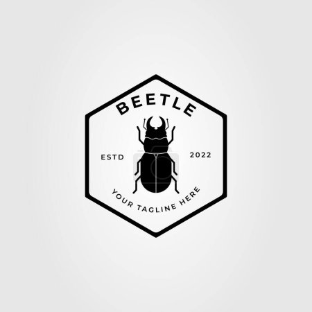 illustration vectorielle de logo d'abeille de scarabée ou d'insecte rhinocéros