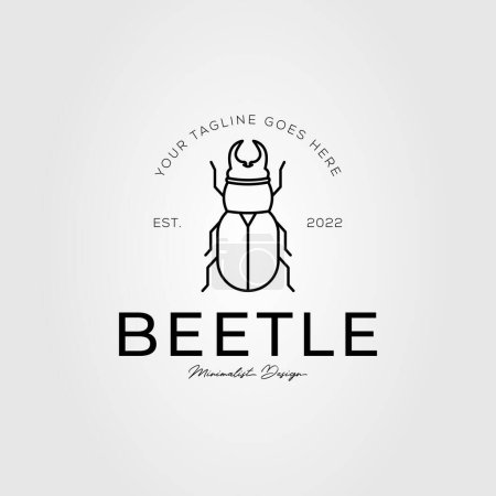 beetle insect or humble bee line art logo vector illustration design