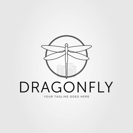 dragonfly or flying insect on circle logo vector illustration design