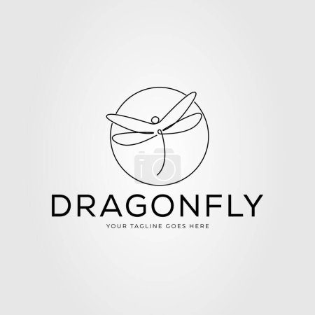 dragonfly line art or flying damselfly insect logo vector illustration design
