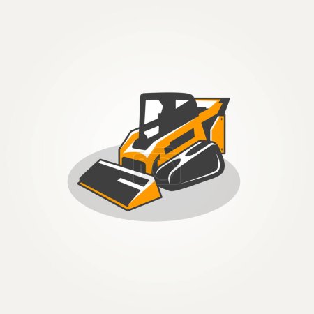 Illustration for Isolated skid steer machine construction icon label logo template vector illustration design. land clearing machine vector - Royalty Free Image