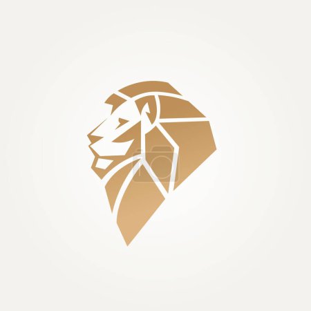 luxurious polygon abstract lion head icon label logo template vector illustration design