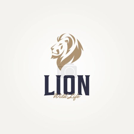 Téléchargez les photos : Minimalist lion golden head wildlife icon label logo template vector illustration design - en image libre de droit