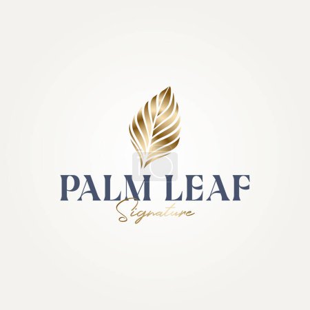 Illustration for Minimalist luxurious palm leaf logo template vector illustration design. simple modern resorts, spa retreats, luxury travel agencies logo concept - Royalty Free Image