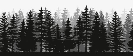 Silhouette vectorielle de l'épinette et des pins de la limite des arbres.