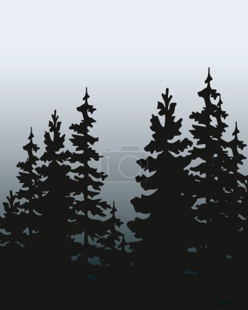 Vektorsilhouette von Treeline Fichte und Kiefern.Horizontale Fichte background.Fichte Baumgrenze