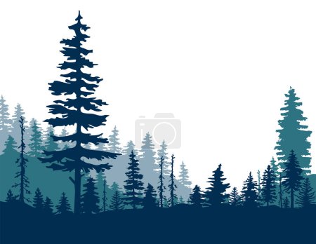 Abeto paisaje silueta línea de árboles. Silueta de pino paisaje