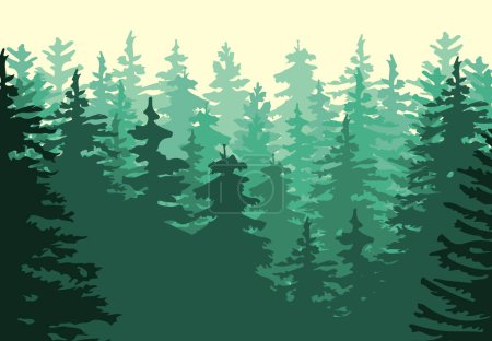 Silueta vectorial de abeto y pinos de la línea de árboles