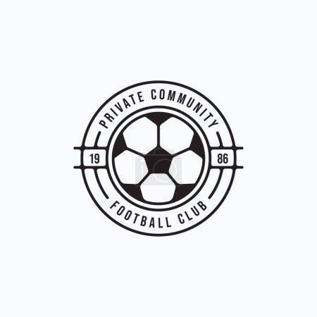 Téléchargez les illustrations : Logo de football simple vintage avec élément de balle. Football emblème de football, insigne, illustration design - en licence libre de droit