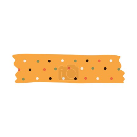 Cute cartoon washi tape stripe with dot pattern. Adhesive tape with colorful ornament. Minimalistic clipart of decorative scotch tape with ragged edges for scrapbook, planner, notebook, craft