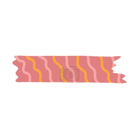 Illustration for Cute cartoon washi tape stripe with bold obliquely squiggle lines. Adhesive tape with colorful pattern. Aesthetic clipart of decorative scotch tape with ragged edges for scrapbook, planner, notebook. - Royalty Free Image