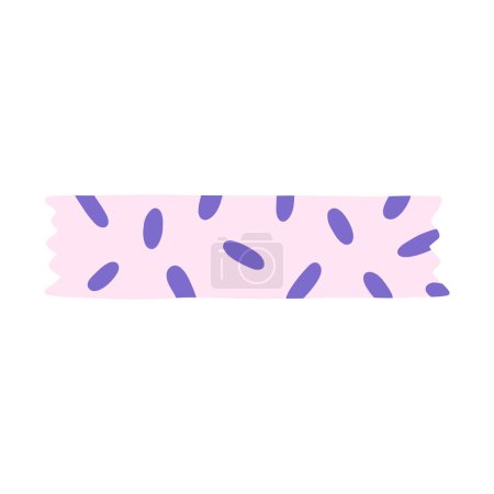 Cute cartoon washi tape stripe with oval blob pattern. Adhesive tape with squiggle colorful ornament. Aesthetic clipart of decorative scotch tape with ragged edges for scrapbook, planner, notebook