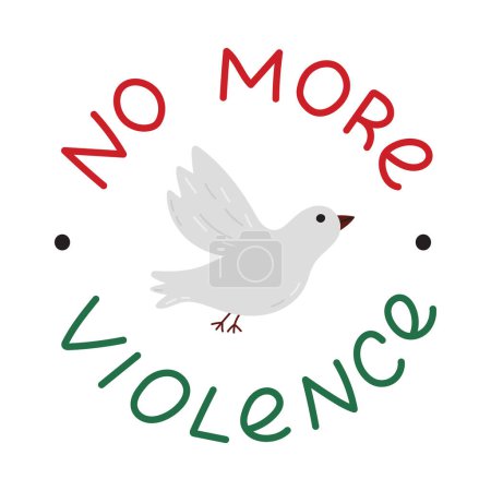 Free Gaza poster with peace dove and lettering No More Violence. Save Palestine concept with simple hand drawn clipart for poster, banner, wallpaper, flyer, t shirt, post. Support peace illustration.