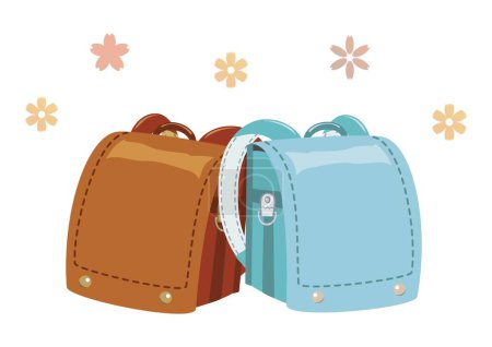 Illustration for Illustration of a beige and light blue school bag - Royalty Free Image