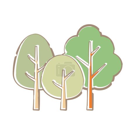 Ilustración de Tres árboles simples, ilustración de estilo dibujado a mano - Imagen libre de derechos