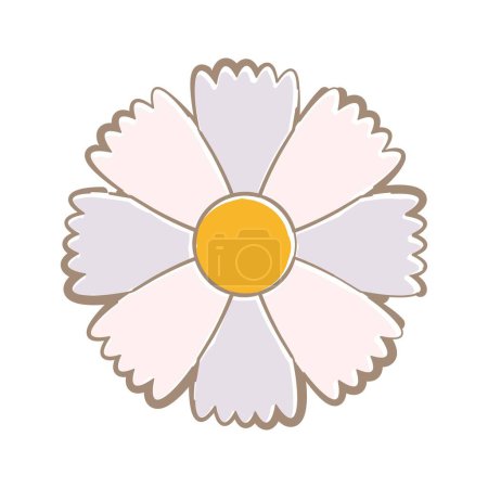 Téléchargez les illustrations : Icône de fleur blanche simple avec touche de dessin de ligne douce - en licence libre de droit