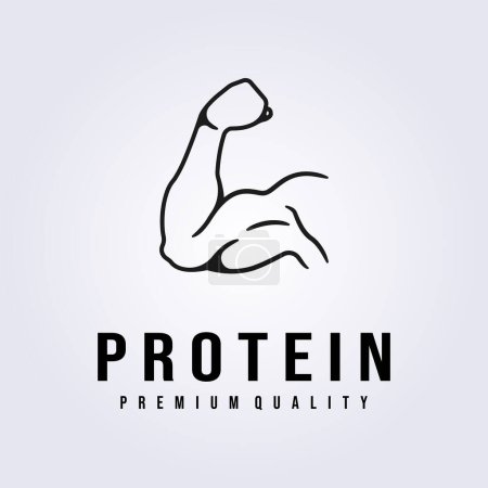Téléchargez les illustrations : Muscle nutrition protéine logo ligne vectoriel illustration conception - en licence libre de droit