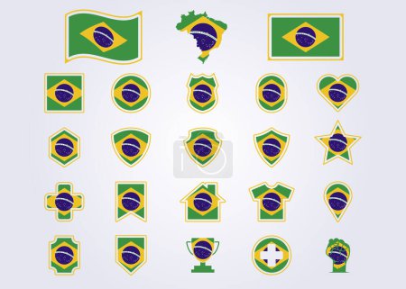 Illustration for Bundle of Brazil icon flag symbol sign vector illustration design - Royalty Free Image