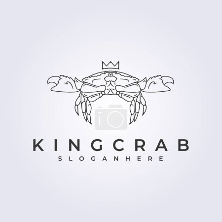 Illustration for King crab with crown logo line art vector illustration design - Royalty Free Image