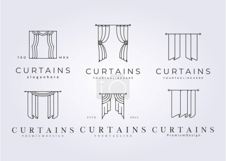 Illustration for Set of curtains logo sign symbol icon vector illustration template design - Royalty Free Image