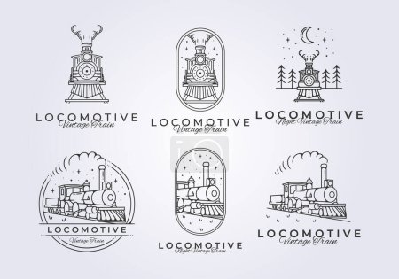 Illustration for Set of vintage train locomotive logo vector illustration design, hogwarts express graphic template icon - Royalty Free Image