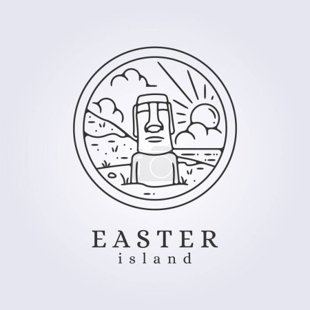 Illustration for Moai easter island line art vector illustration template background icon logo design - Royalty Free Image