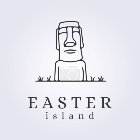simple easter island line art logo icon vector illustration symbol sign template background design