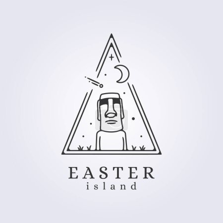 Illustration for Simple easter island line art logo icon vector illustration symbol sign template background design - Royalty Free Image