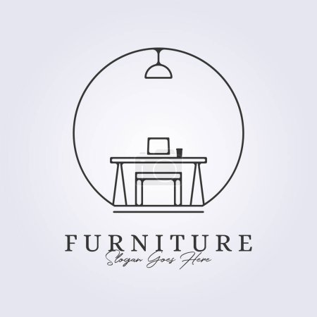 Ilustración de Interior muebles habitación logotipo símbolo icono signo vector línea arte ilustración diseño - Imagen libre de derechos