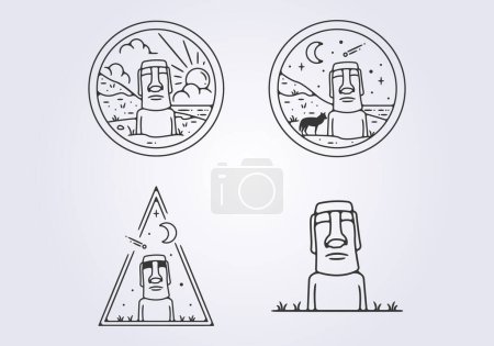 Illustration for Set bundled of easter island logo vector illustration design, moai statue iconic symbol template graphic design - Royalty Free Image