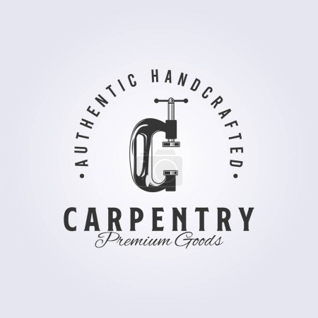 Ilustración de Logotipo aislado de c-clamp, diseño de ilustración de vector de carpintero vintage - Imagen libre de derechos