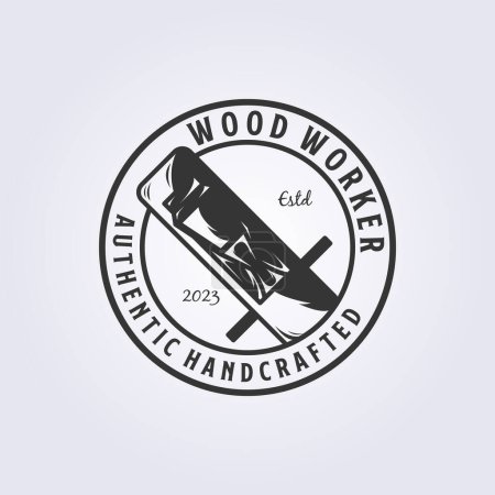 Ilustración de Insignia logotipo plano de madera para carpintero, diseño de ilustración de vectores de símbolo de carpintería - Imagen libre de derechos