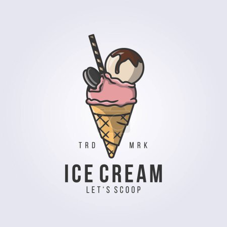 Illustration for Ice cream cone with wafer roll and oreo for logo, symbol, icon vector illustration design - Royalty Free Image