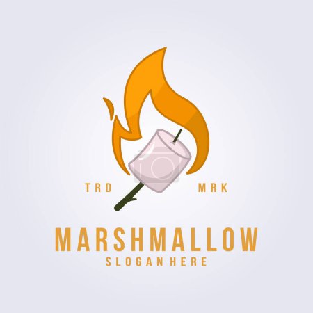 Téléchargez les illustrations : Marshmallow barbecue logo vecteur illustration design - en licence libre de droit