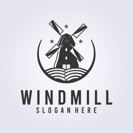 Illustration for Vintage windmill logo design, classic windmill vector logo illustration design - Royalty Free Image