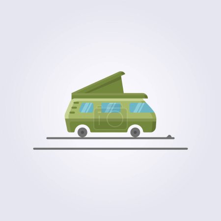 camping-car plat icône vecteur logo illustration conception, pour le camp d'été thème conception