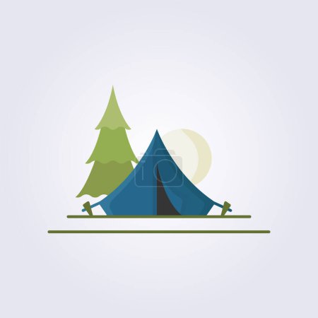 Téléchargez les illustrations : Icône plate de la tente de camping, logo vectoriel du camping illustration design, pour le camp d'été thème pack design, camping icône plate design - en licence libre de droit