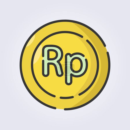 farbige Umrisse Rupiah Münze Symbol Logo Vektor Illustration Design