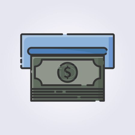 farbige Umrisse Geld abheben bei ATM icon logo Vektor Illustration Design