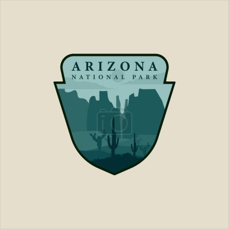Ilustración de Vector emblema de arizona en la noche diseño gráfico de la plantilla de ilustración logotipo del parque nacional. signo o símbolo estados unidos turismo etiqueta parche para la empresa de viajes - Imagen libre de derechos