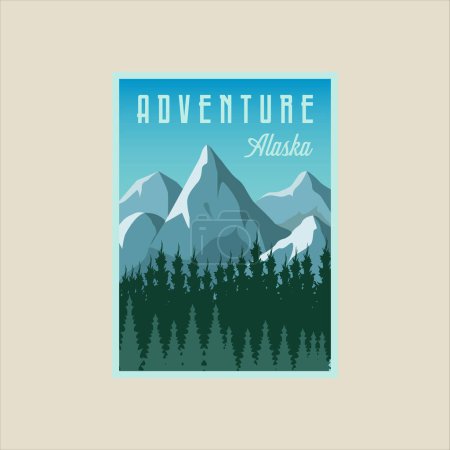 Photo for Alaska travel vector poster illustration template graphic design. national park of united states of america banner for travel concept - Royalty Free Image